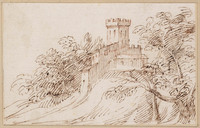 K V 001
<br/>
Versterkte boerderij op heuveltje
<br/>
<em>Allegrini, Francesco (1624-1684)</em>